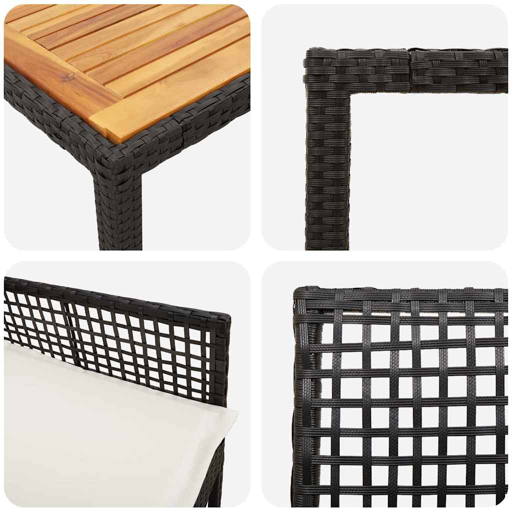 Garten Essgruppe 7 pcs Schwarz Poly Rattan