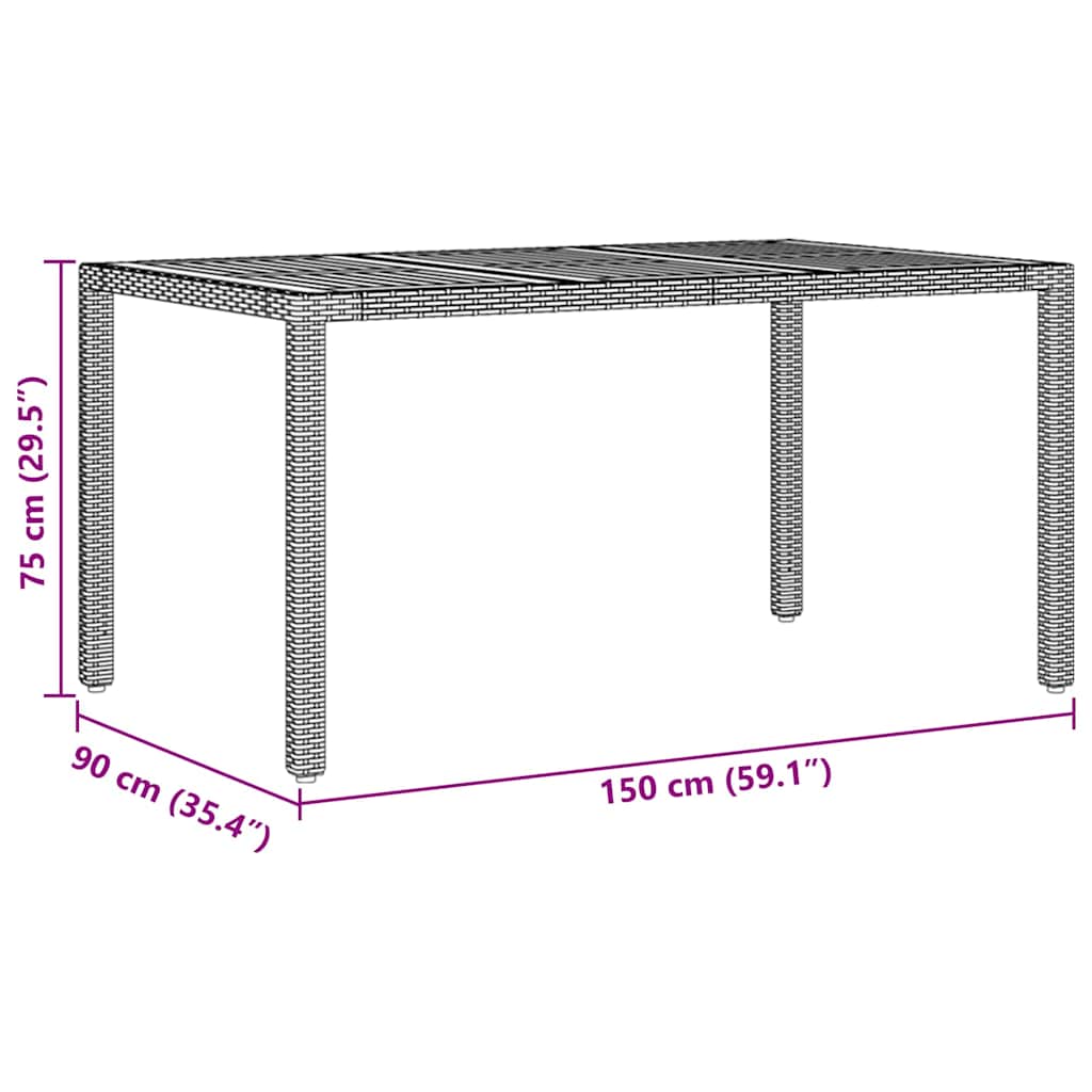 Garten Essgruppe 7 pcs Schwarz Poly Rattan