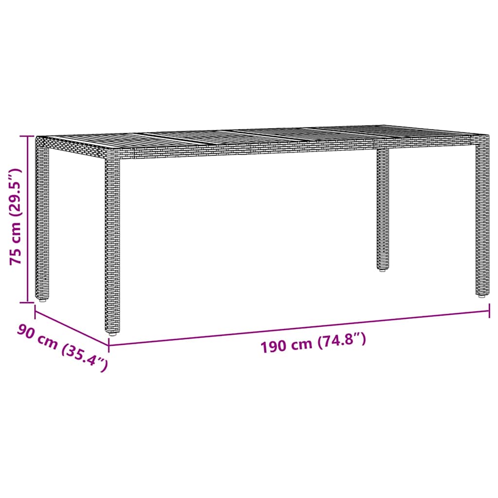 Garten Essgruppe 9 pcs Schwarz Poly Rattan