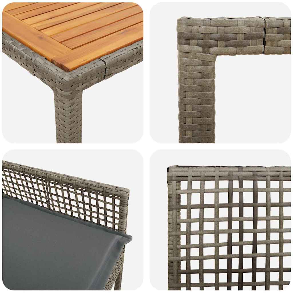 Garten Essgruppe 7 pcs Grau Poly Rattan