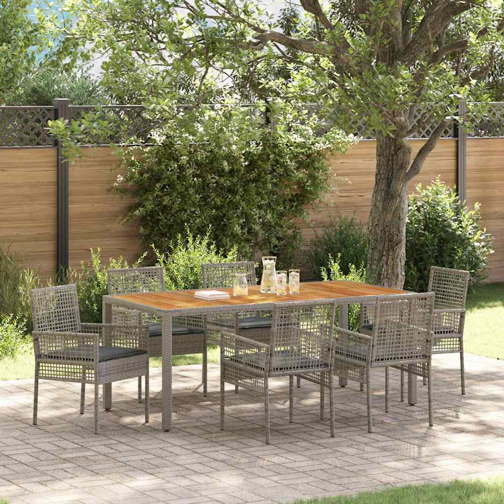 Garten Essgruppe 7 pcs Grau Poly Rattan