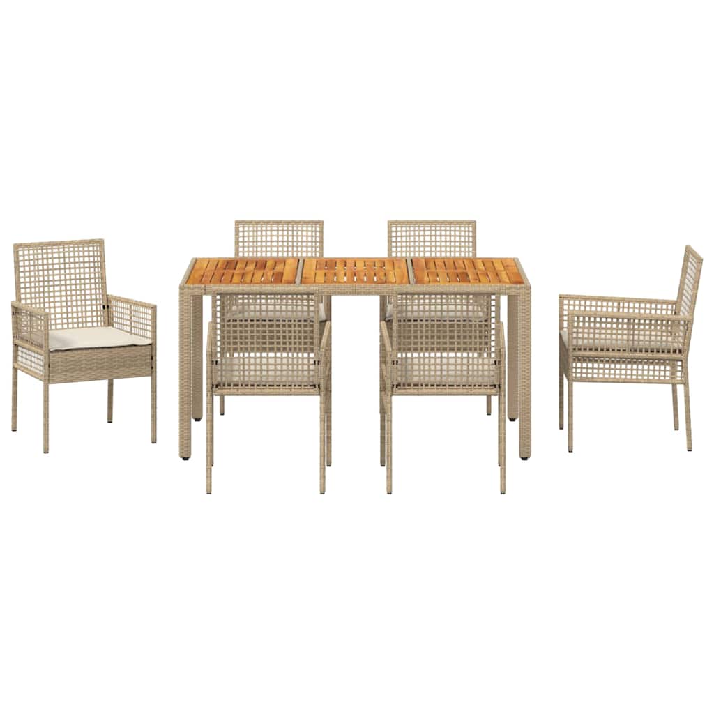 Garten Essgruppe 7 pcs Beige Poly Rattan