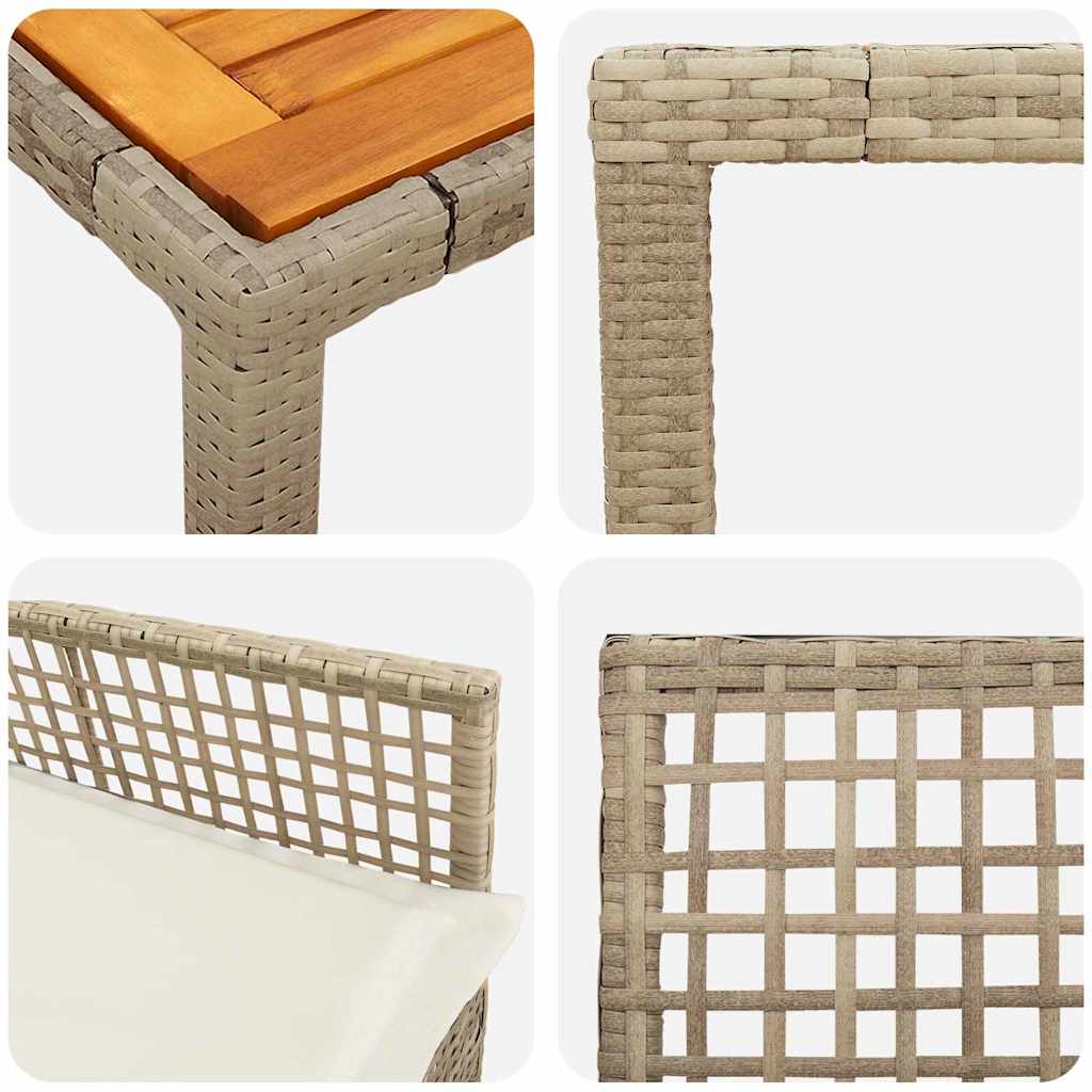 Garten Essgruppe 9 pcs Beige Poly Rattan