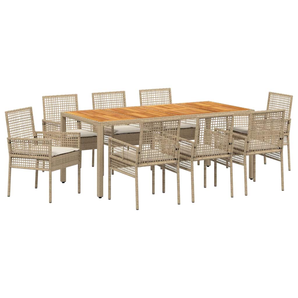Garten Essgruppe 9 pcs Beige Poly Rattan