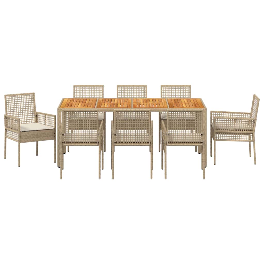 Garten Essgruppe 9 pcs Beige Poly Rattan