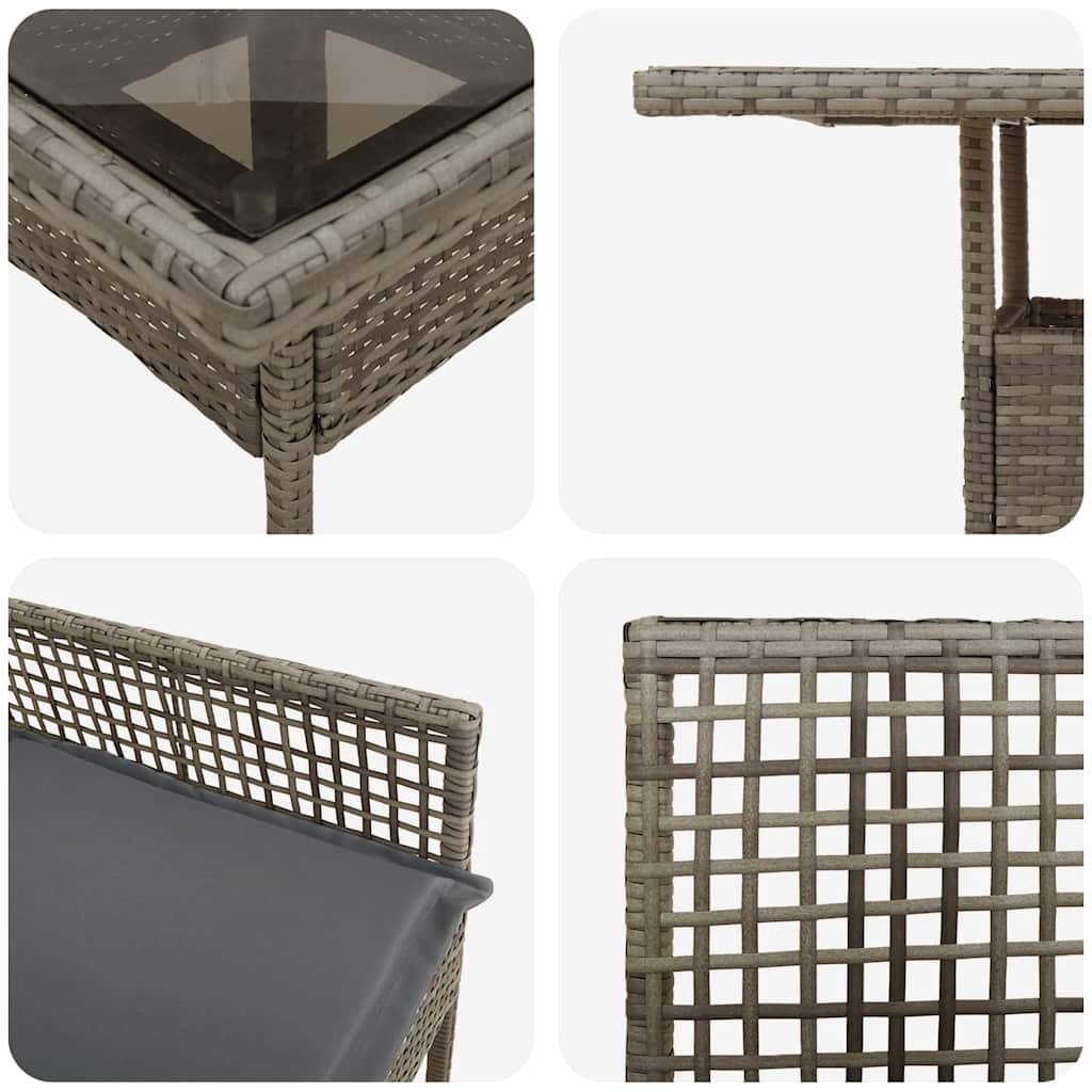 Garten Essgruppe 3 pcs Grau Poly Rattan