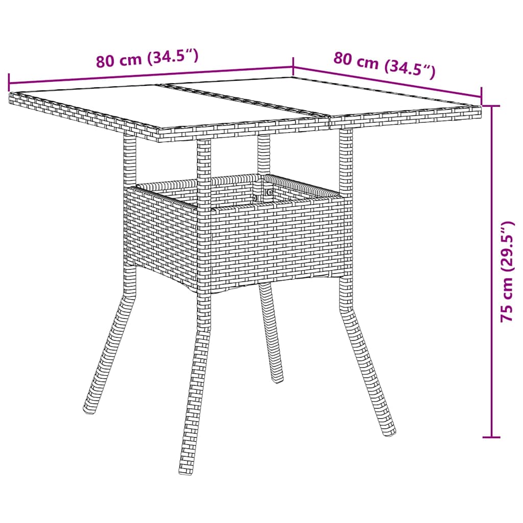 Garten Essgruppe 3 pcs Grau Poly Rattan