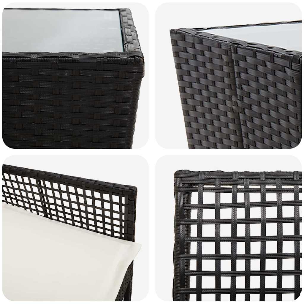 Garten Bistro Set 3 pcs Schwarz Poly Rattan