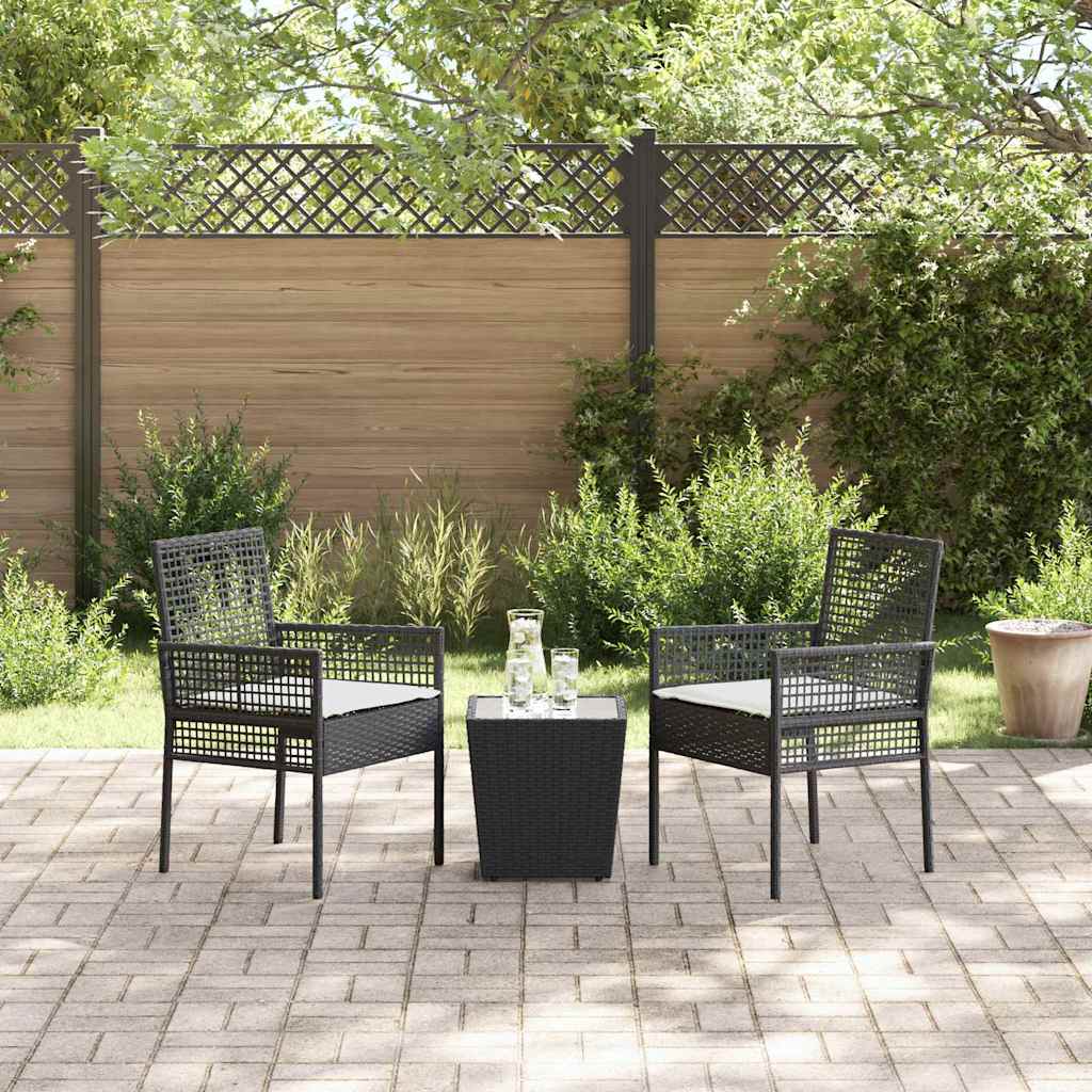 Garten Bistro Set 3 pcs Schwarz Poly Rattan