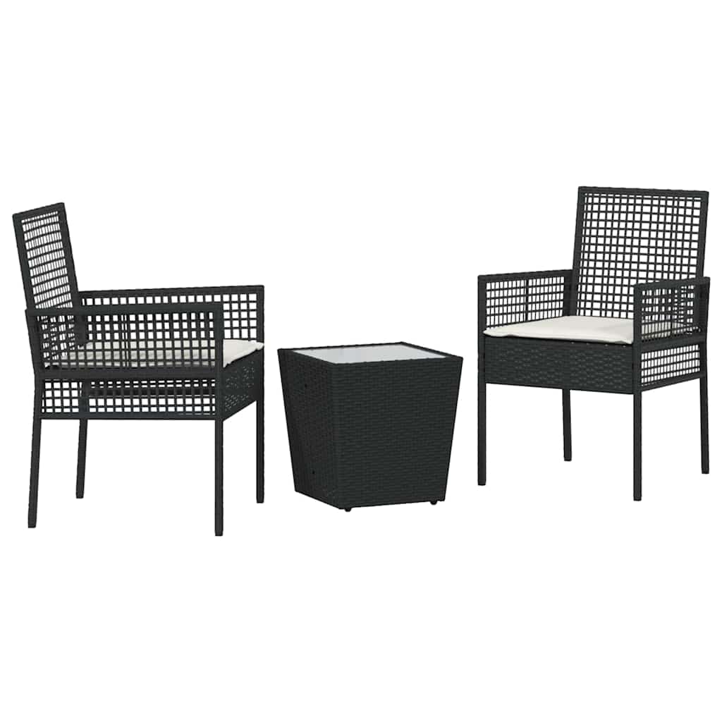 Garten Bistro Set 3 pcs Schwarz Poly Rattan
