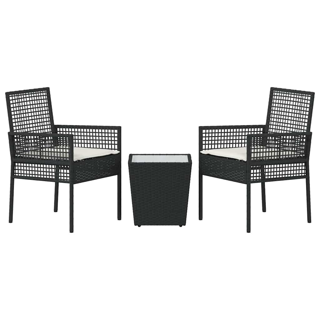 Garten Bistro Set 3 pcs Schwarz Poly Rattan