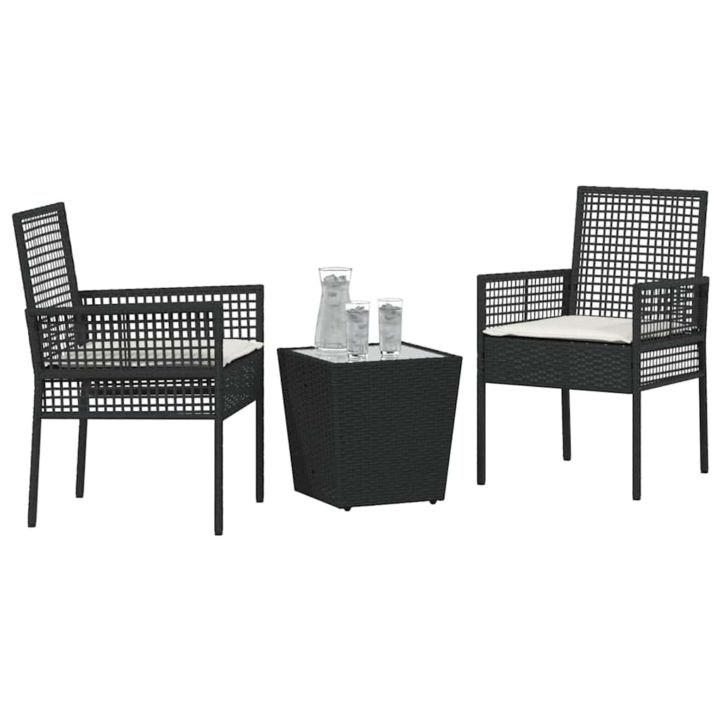 Garten Bistro Set 3 pcs Schwarz Poly Rattan