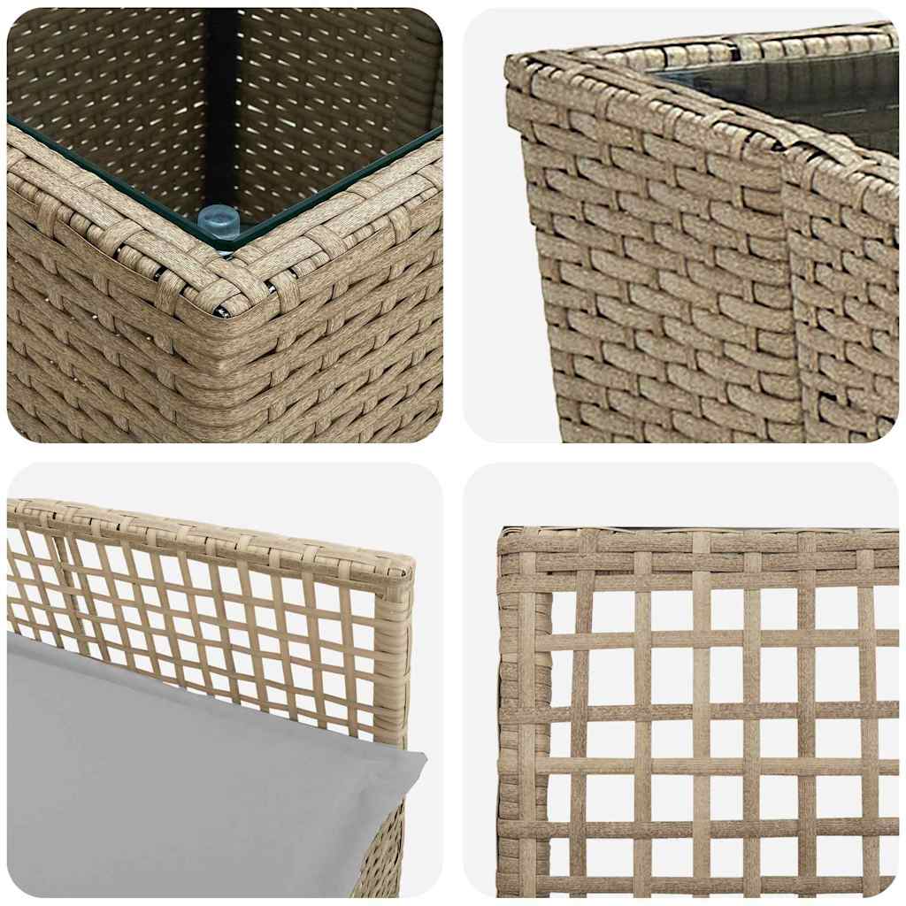 Garten Bistro Set 3 pcs Beige Poly Rattan