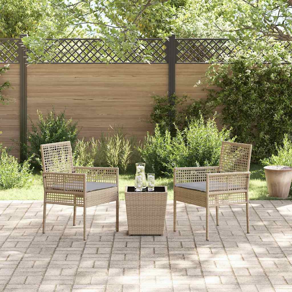 Garten Bistro Set 3 pcs Beige Poly Rattan
