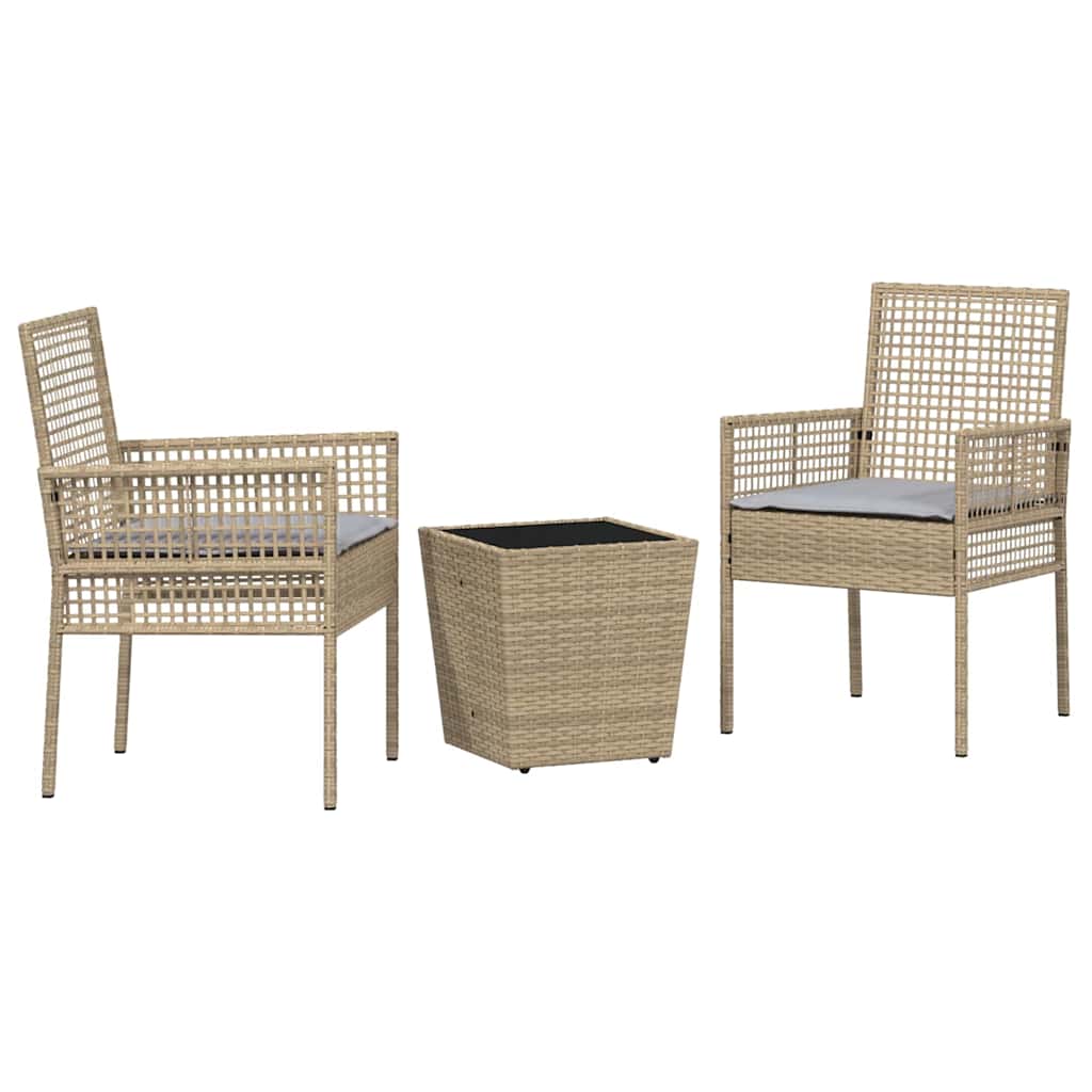 Garten Bistro Set 3 pcs Beige Poly Rattan