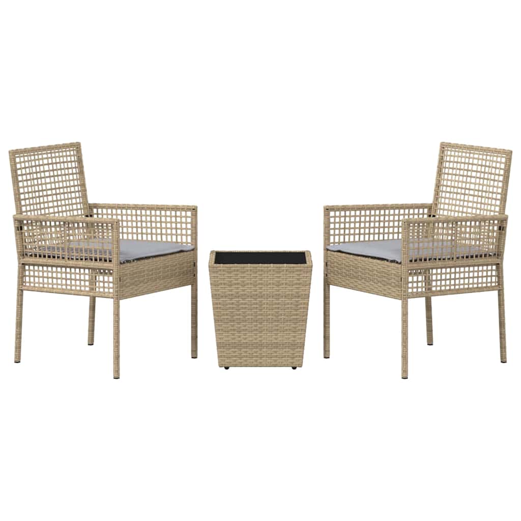 Garten Bistro Set 3 pcs Beige Poly Rattan
