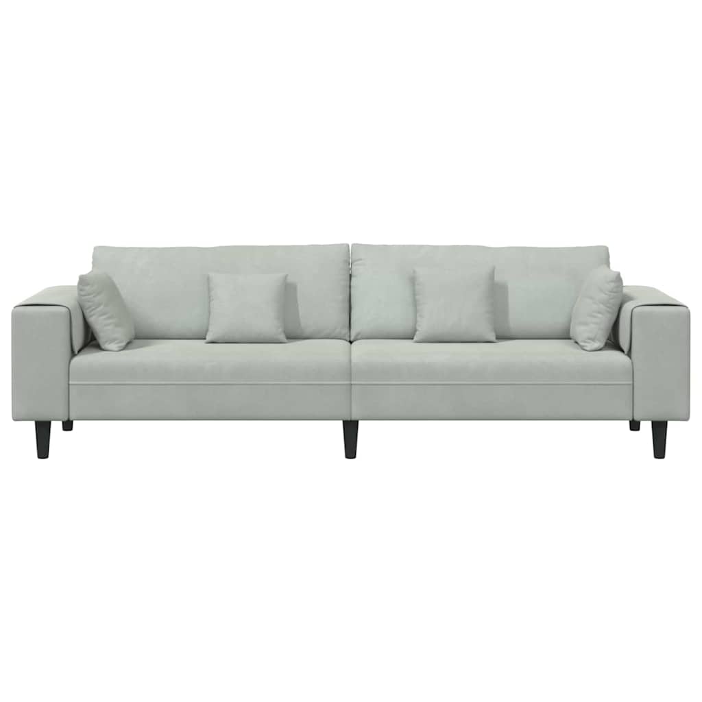 Samt Sofa mit Kissen Hellgrau 208 cm Samt