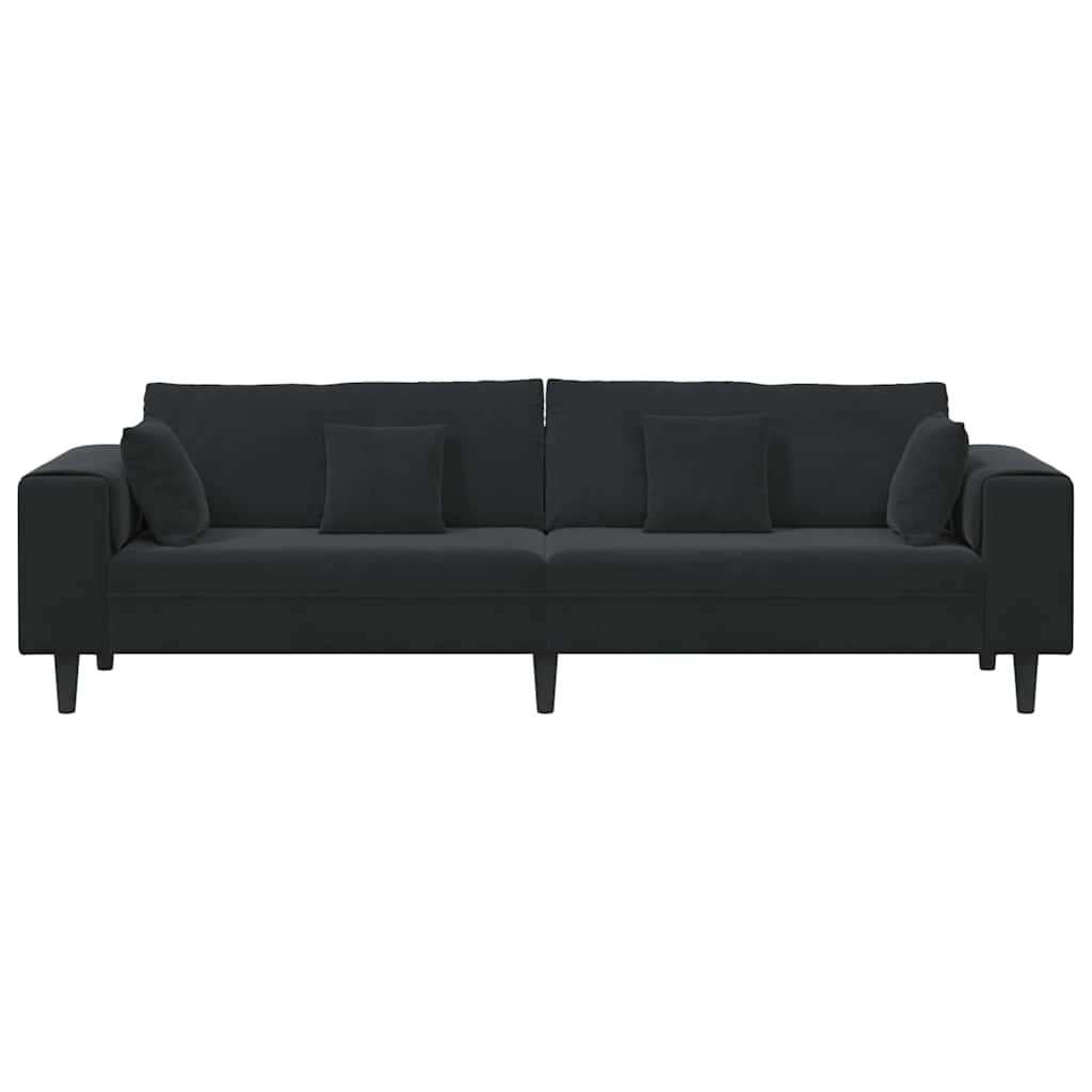 Samt Sofa mit Kissen Schwarz 208 cm Samt