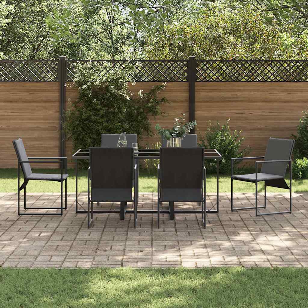 Garten Essgruppe 7 pcs Schwarz Stahl