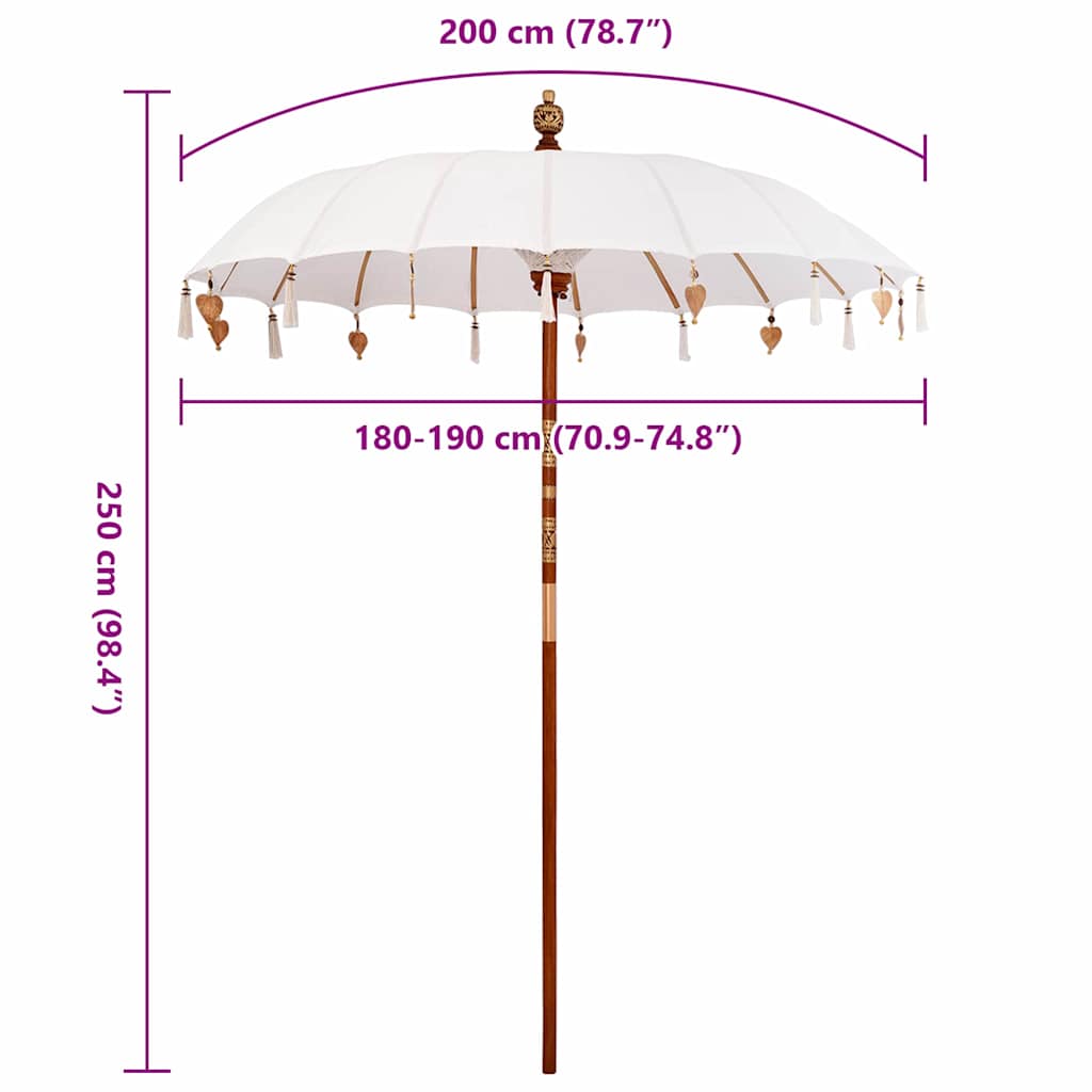 Balinesischer Sonnenschirm Creme (180-190) x 260 cm