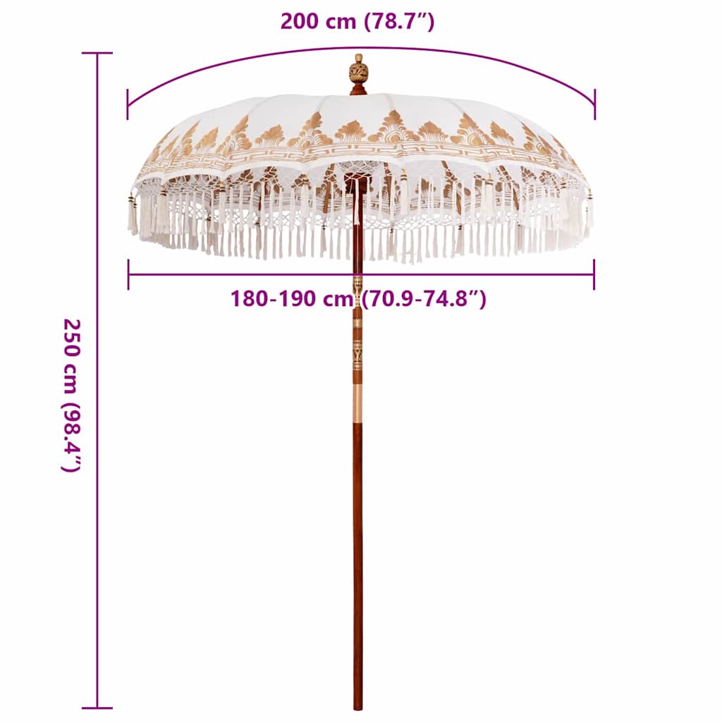 Balinesischer Sonnenschirm Creme (180-190) x 260 cm