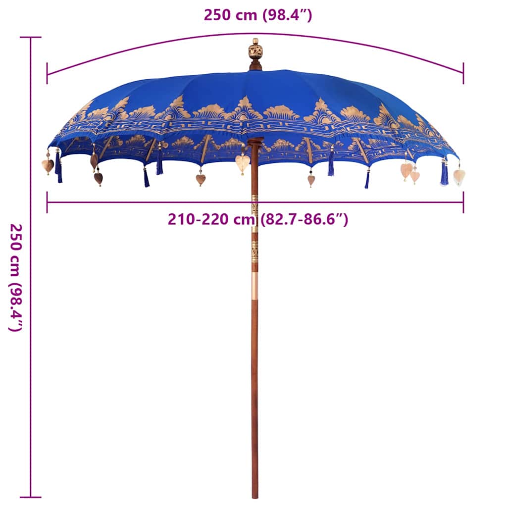 Balinesischer Sonnenschirm Blau (210-220) x 260 cm