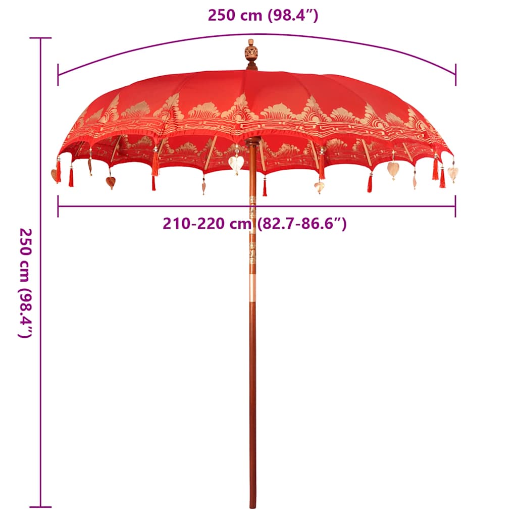 Balinesischer Sonnenschirm Rot (210-220) x 260 cm