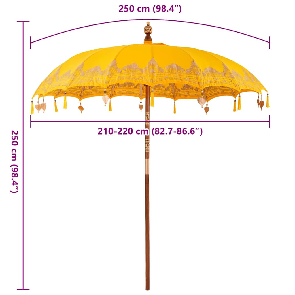 Balinesischer Sonnenschirm Gelb (210-220) x 260 cm