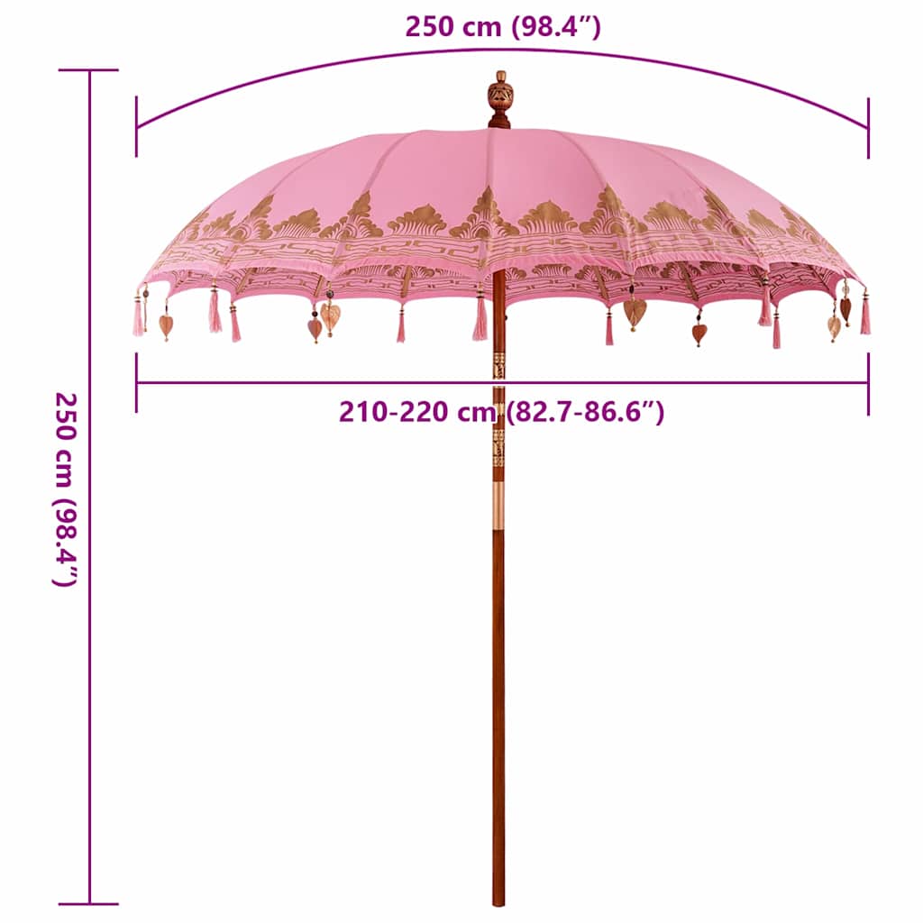 Balinesischer Sonnenschirm Rosa (210-220) x 260 cm