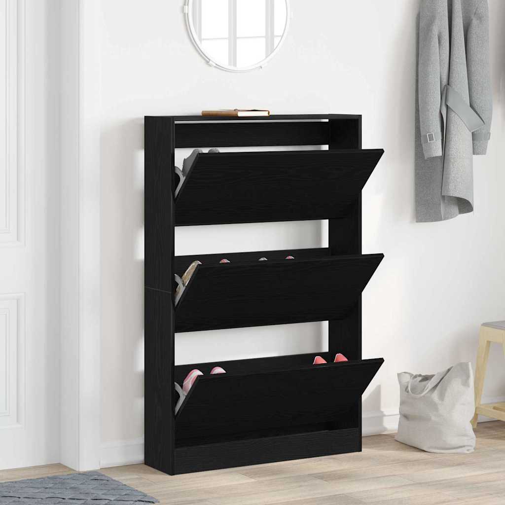 Schuhschrank Schwarze Eiche 80 x 21 x 125.5 cm Holzwerkstoff