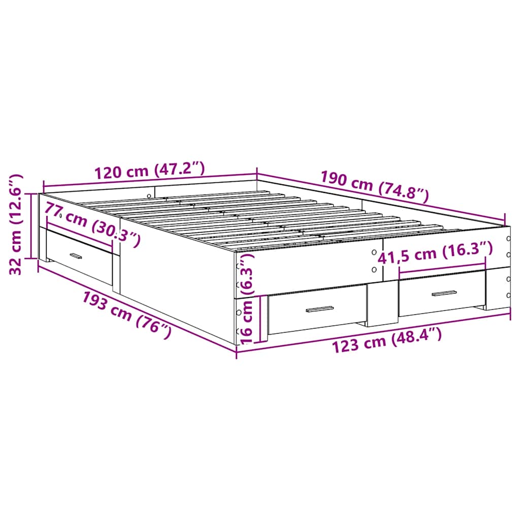 Bettgestell Braun 120 x 190 cm Holzwerkstoff
