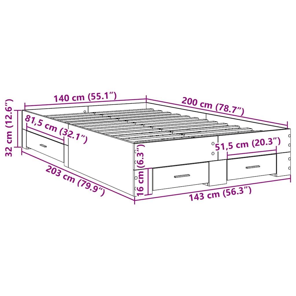 Bettgestell Braun 140 x 200 cm Holzwerkstoff