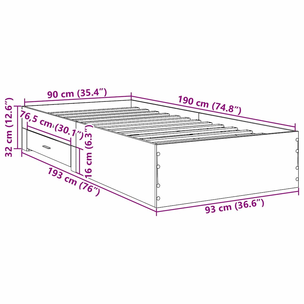 Bettgestell Braun 90 x 190 cm Holzwerkstoff
