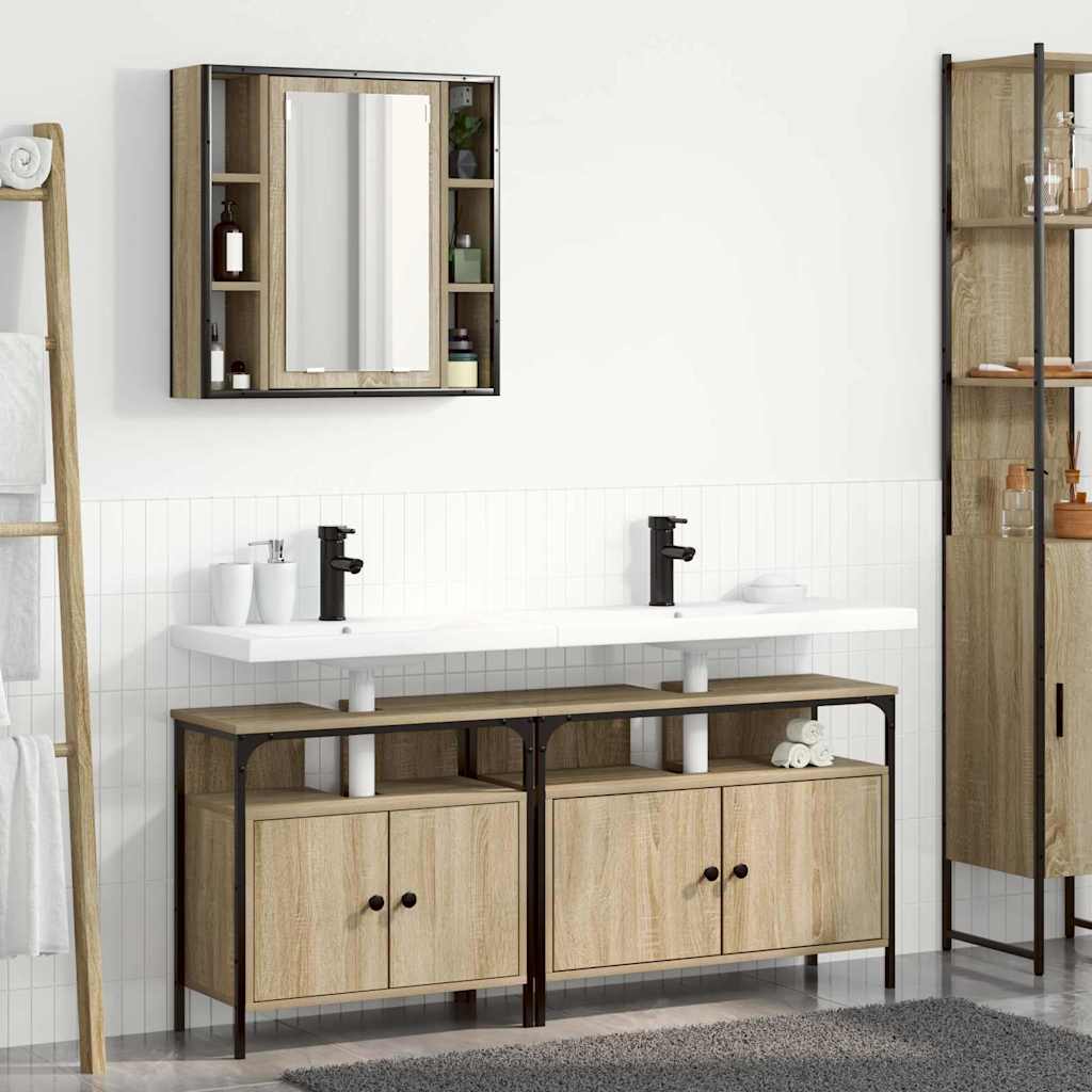 Badezimmerschrankset mit Tür 3 pcs Sonoma Eiche 80 x 30 x 60 cm