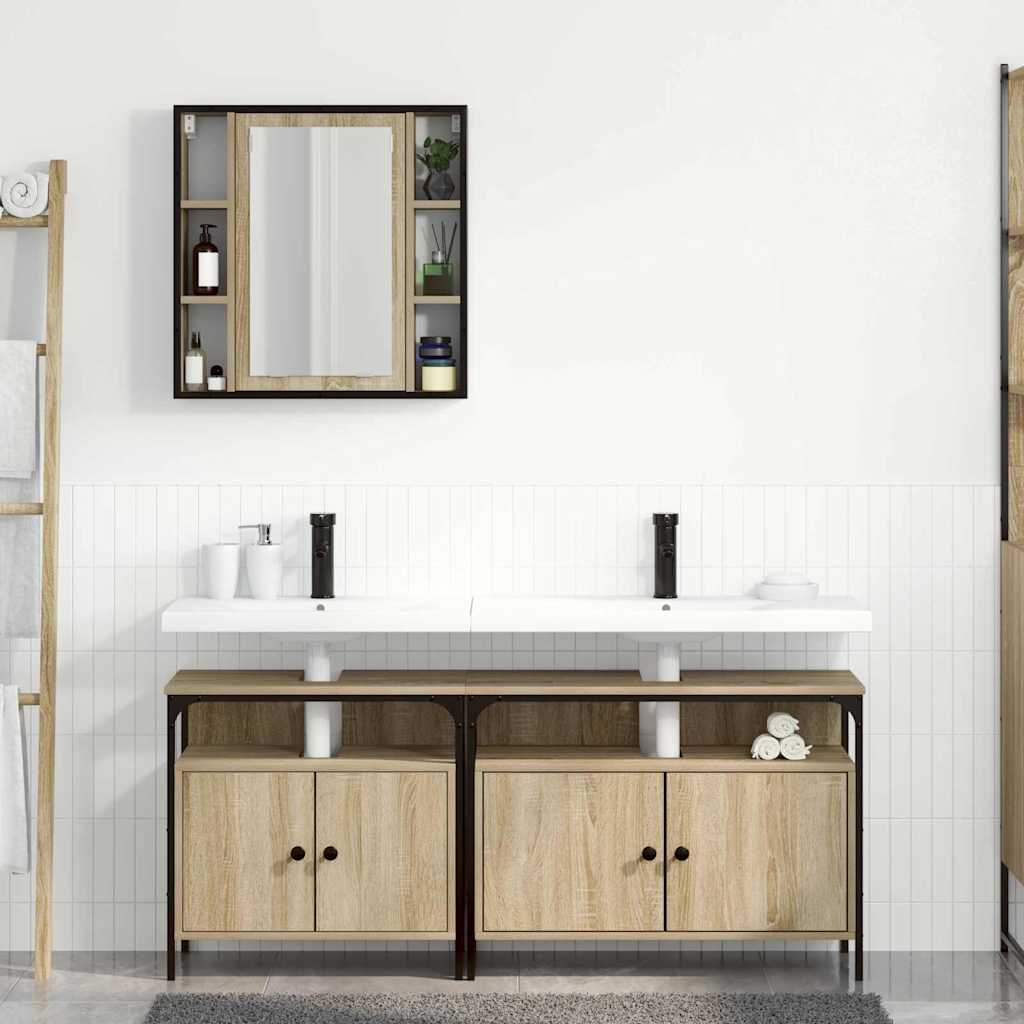Badezimmerschrankset mit Tür 3 pcs Sonoma Eiche 80 x 30 x 60 cm