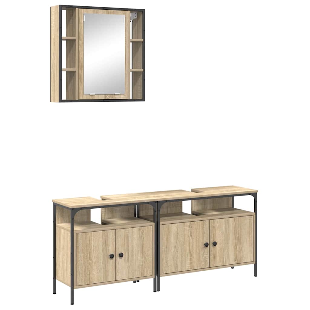 Badezimmerschrankset mit Tür 3 pcs Sonoma Eiche 80 x 30 x 60 cm