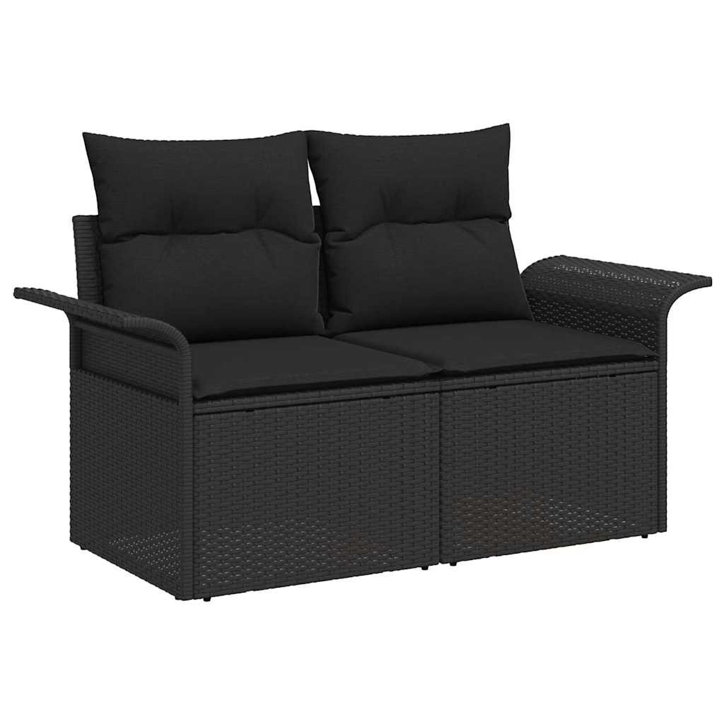 Garten-Sofa-Set mit Kissen 11 pcs Schwarz Poly Rattan