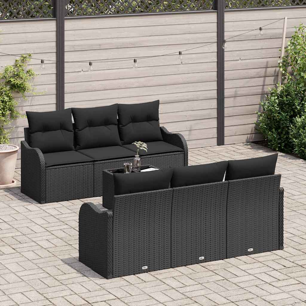 Garten-Sofa-Set 7 pcs Schwarz 55 x 55 x 37 cm Poly Rattan