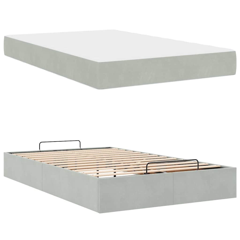 Bettgestell mit Matratze Hellgrau 120 x 200 cm Samt