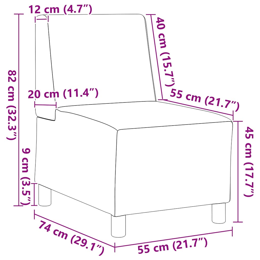 Modulares Armfreies Sofa 2 pcs Creme 55 x 74 x 82 cm Samt
