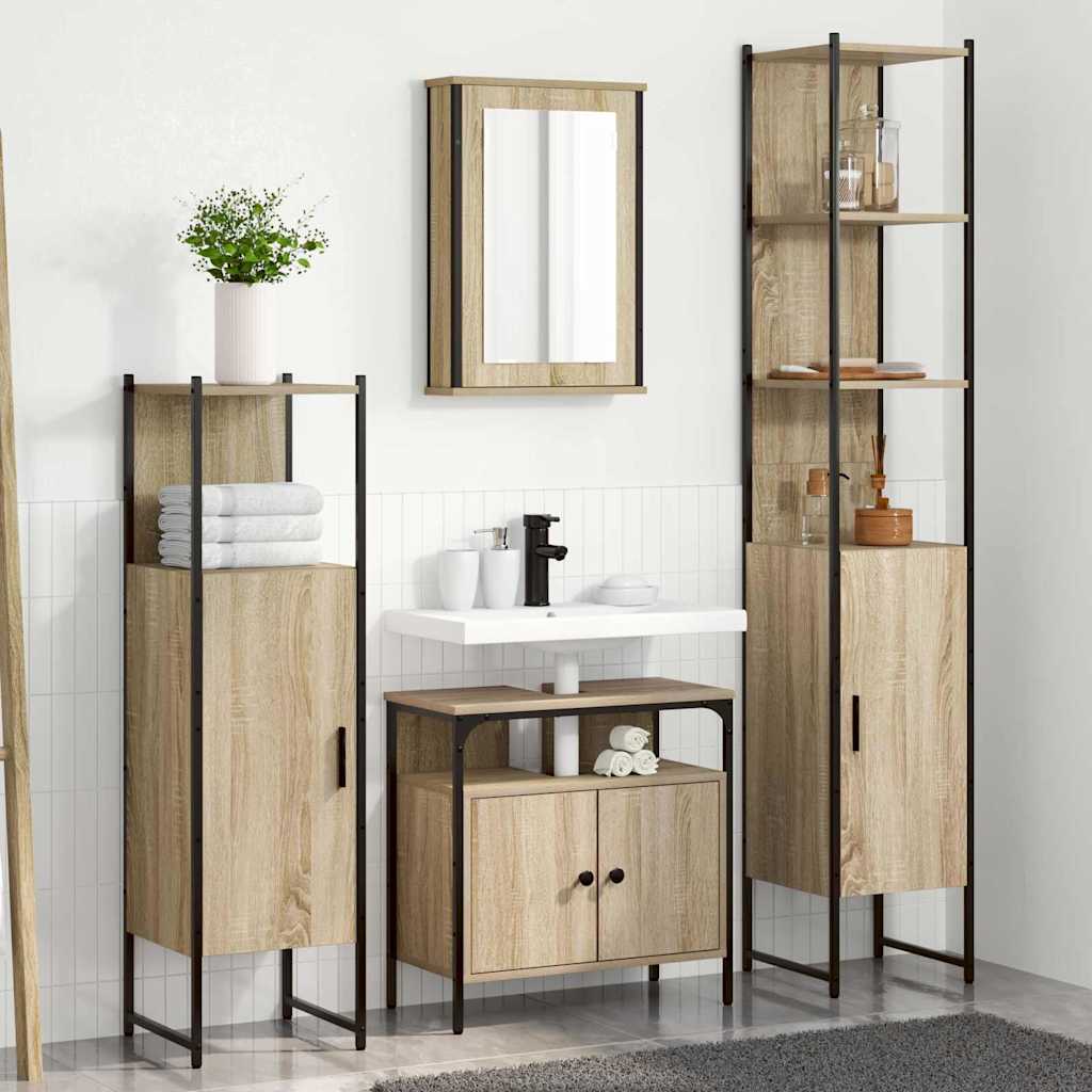 Badezimmermöbel Set 4 pcs Sonoma Eiche 33 x 33 x 185.5 cm