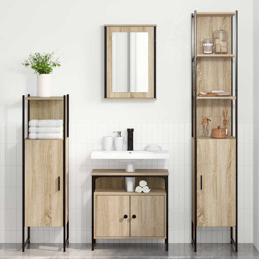 Badezimmermöbel Set 4 pcs Sonoma Eiche 33 x 33 x 185.5 cm