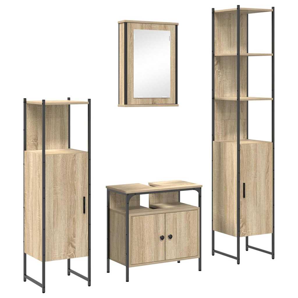 Badezimmermöbel Set 4 pcs Sonoma Eiche 33 x 33 x 185.5 cm
