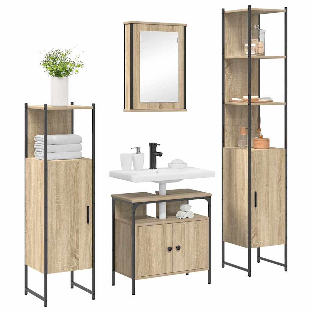 Badezimmermöbel Set 4 pcs Sonoma Eiche 33 x 33 x 185.5 cm