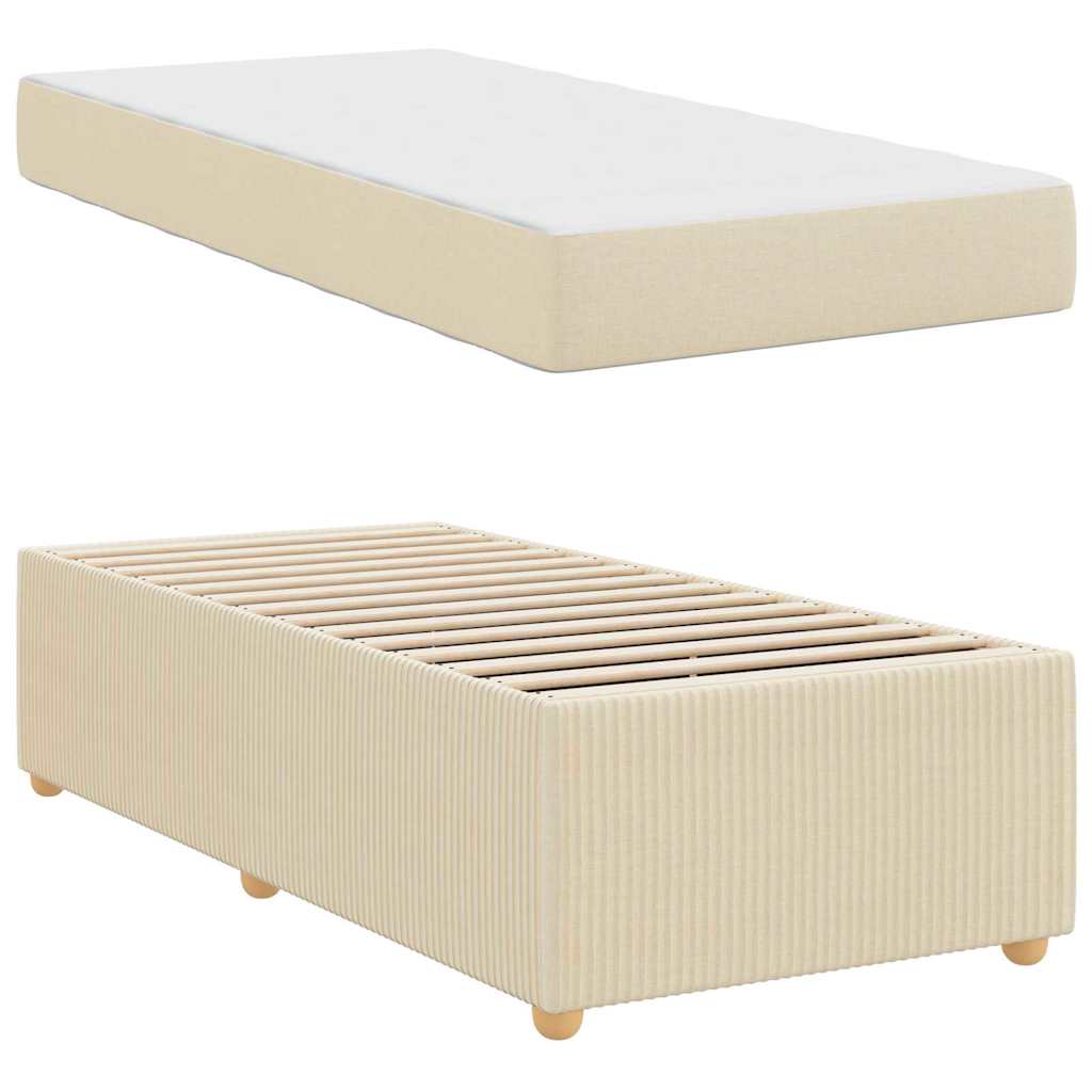Bettgestell mit Matratze mit Matratze Creme 90 x 190 cm Stoff