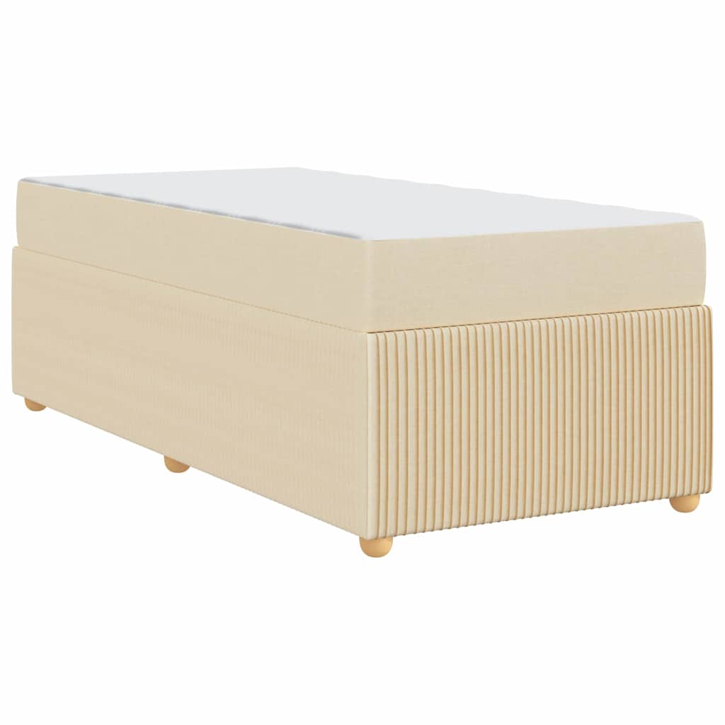 Bettgestell mit Matratze mit Matratze Creme 90 x 190 cm Stoff
