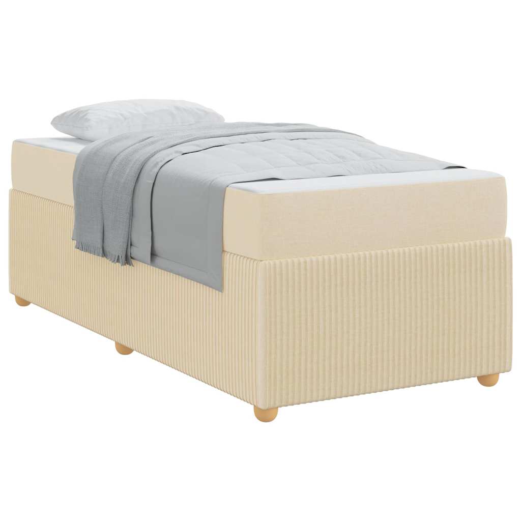 Bettgestell mit Matratze mit Matratze Creme 90 x 190 cm Stoff