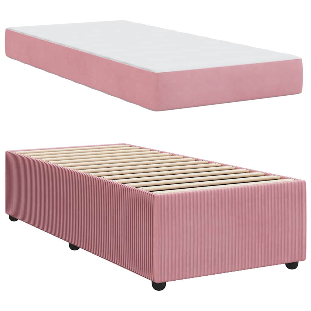 Bettgestell mit Matratze mit Matratze Rosa 100 x 200 cm Samt
