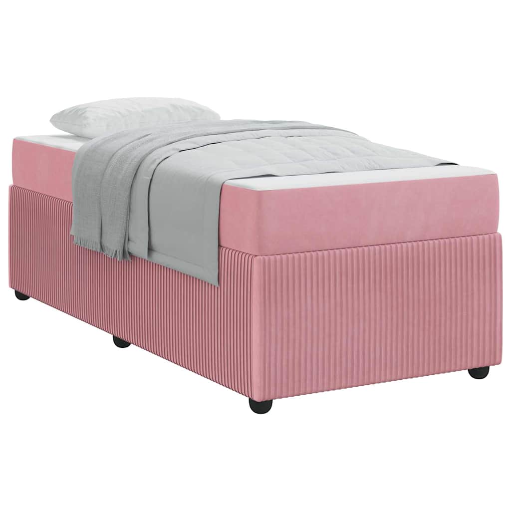 Bettgestell mit Matratze mit Matratze Rosa 100 x 200 cm Samt