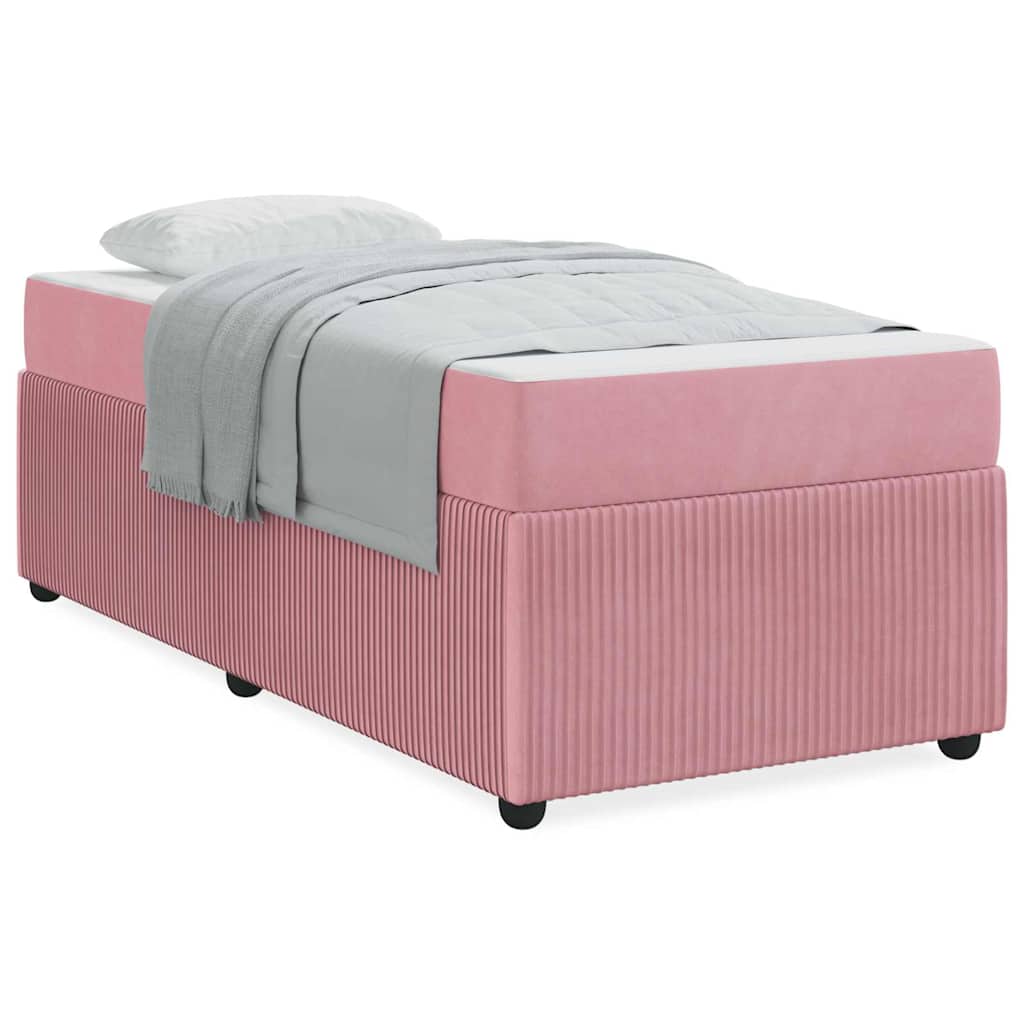 Bettgestell mit Matratze mit Matratze Rosa 100 x 200 cm Samt